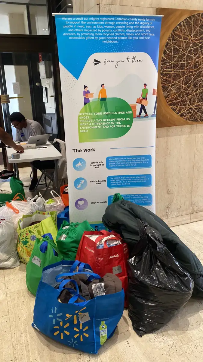 The From You To Them pull-up banner describing the mission and ways to donate